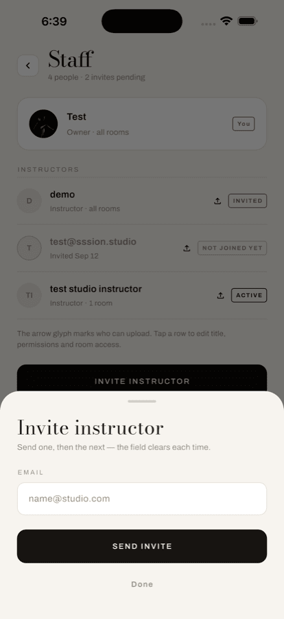 Inviting an instructor by email